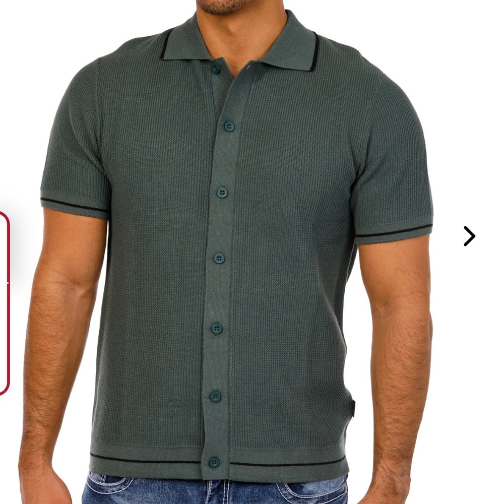 New Kenneth Cole knit men’s polo button down shirt green size small